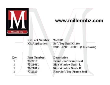 99-2003 113ch SL SOFT TOP FRAME RUBBER KIT