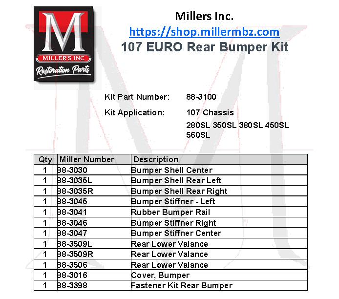 88_3100 EURO REAR BUMPER KIT 107 CH