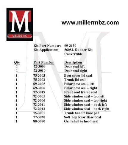 99-3150yVjOEHZ8U7V2v 560SL RUBBER KIT
