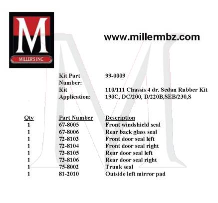 99-0009 110 - 111 CHASSIS RUBBER KIT