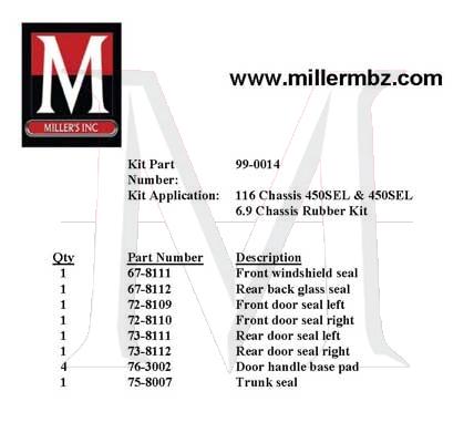 99-0014 116 450SEL 6.9 CHASSIS RUBBER KIT