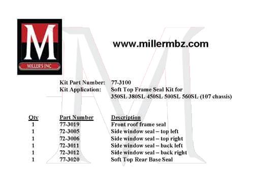 77-3100 107 CHASSIS SOFT TOP FRAME RUBBER KIT