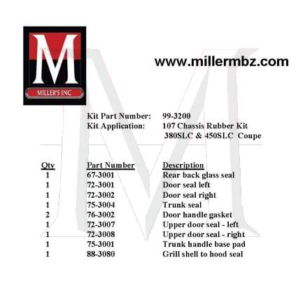 99-3200 107 CHASSIS COUPE RUBBER KIT
